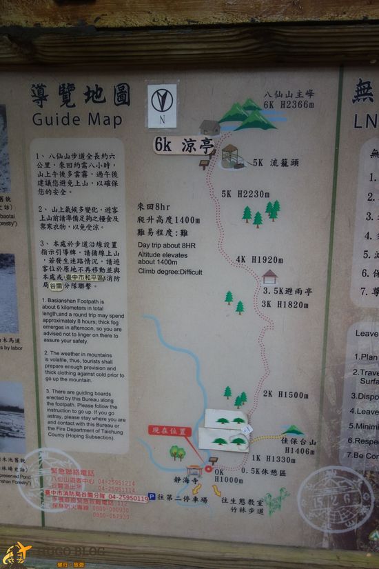 八仙山導覽圖